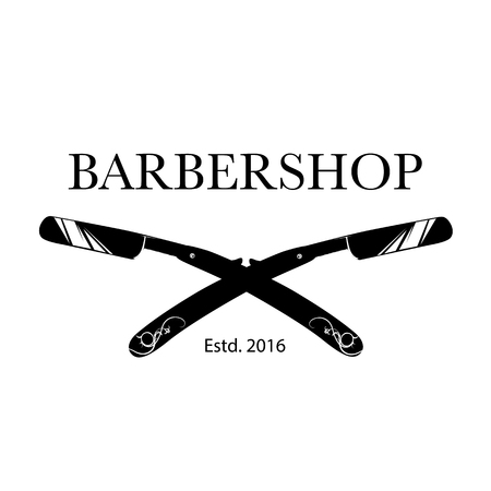 Icon for barbershop, hair salon with barber razor blades.のイラスト素材