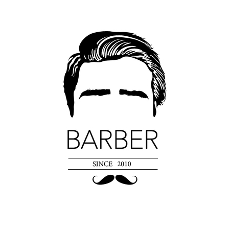 Icon for barbershop, hair salon with hipster head.のイラスト素材
