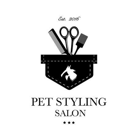 Logo for pet hair salon, styling and grooming shop, pet store for dogs and cats. Vector illustrationのイラスト素材
