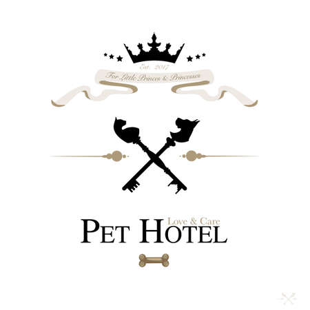 Logo for pet hotel. Royal hospitality and care for cats, dogs and other pets. Vector Illustrationのイラスト素材