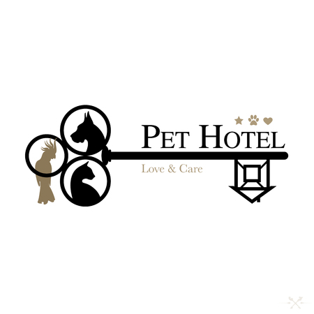 Logo for pet hotel. Royal hospitality and care for cats, dogs and other pets. Vector Illustrationのイラスト素材