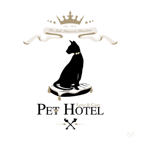 Logo for pet hotel. Royal hospitality and care for cats, dogs and other pets. Vector Illustrationのイラスト素材