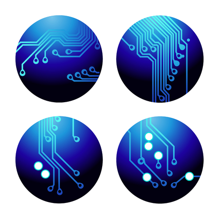 Set of circuit board icons Vector Illustrationのイラスト素材