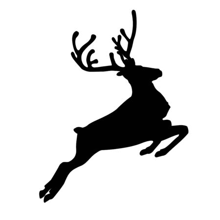 Running reindeer or caribou  icon. Silhouette of Santa Claus's reindeer. Vector Illustrationのイラスト素材