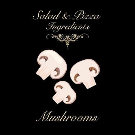 Salad and pizza ingredients - sliced button mushrooms. Vector Illustrationのイラスト素材