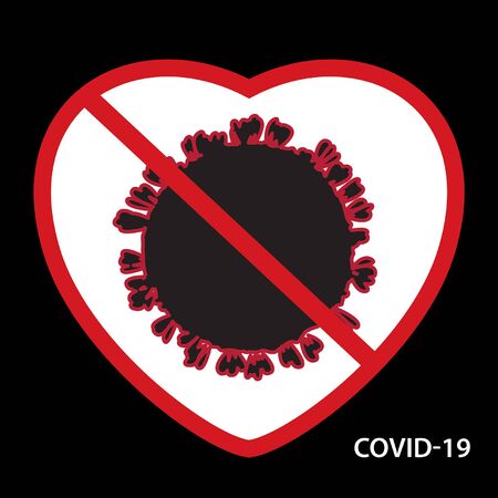 Stop COVID-19 coronavirus icon. Crossed out symbol of contagious virus 2019-nCoV. Vector Illustrationのイラスト素材