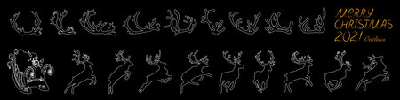 Santa Claus sleigh with reindeer. Santa delivering gifts and presents. Vector Illustrationのイラスト素材