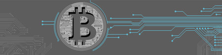 Bitcoin theme design. Bitcoin digital cryptocurrency in circuit board style. Vector Illustrationのイラスト素材