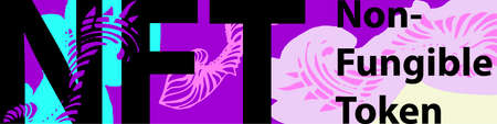 NFT theme design. Non-fungible token sign and contemporary artwork. Vector Illustrationのイラスト素材