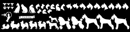 Set of pet icons. Miscellaneous signs of cats, dogs, parrot and cat and dog noses. Vector Illustrationのイラスト素材