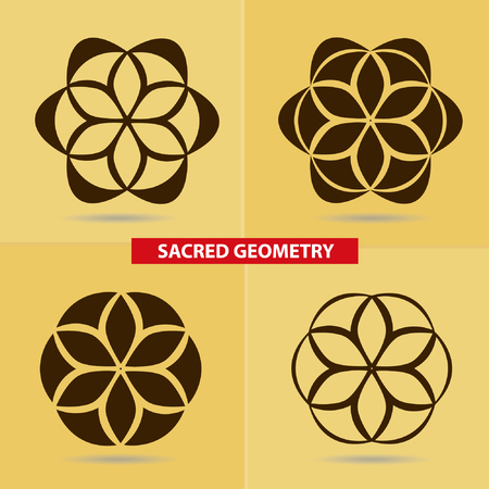 Sacred geometry, Flower of life symbol variationsのイラスト素材
