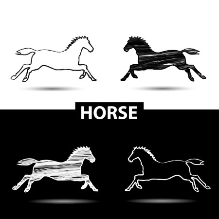 black and white horseのイラスト素材