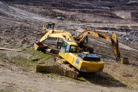 Construction machinery. Excavation work at the construction site.の写真素材