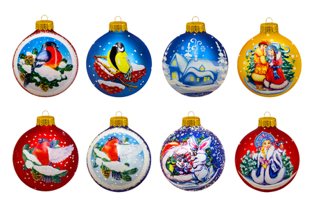 Christmas balls. New Year's toys. Christmas decorations. Isolated, white background.の写真素材