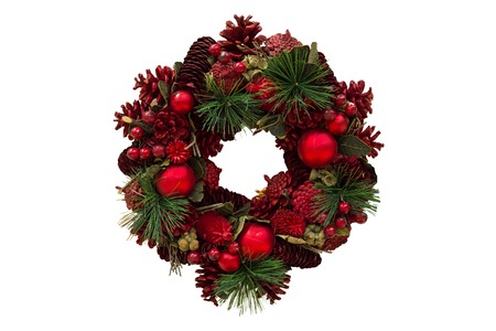 Christmas wreath. New Year. Isolated. White background.の写真素材