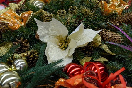 Christmas decorations. Christmas tree. New Year's toys.の写真素材