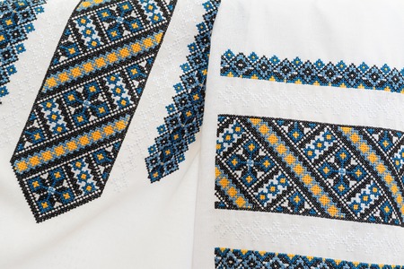 Ukrainian national clothes. Tradicional female embroidered shirt.の写真素材