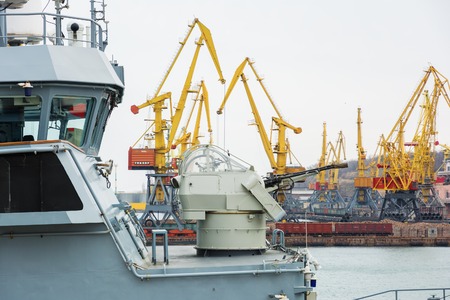 Ukraine, Odesa - March, 18, 2017: In Odessa port military ships were moored from junction of the second permanent naval mine-clearing group of NATO. The staff Polish ship 511 Kontradmiral X.Czernickiのeditorial素材