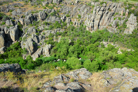 A granite canyon in the bed of the Mertvovod River in the village of Aktovo.の写真素材