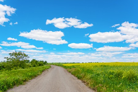 Clear blue sky and road path background.の写真素材