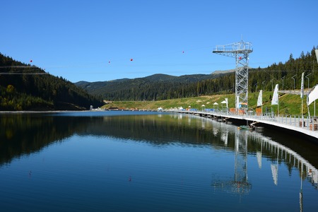 Lake of Youth. Carpathian Mountains, Bukovel, ski resort, Ukraine.の写真素材