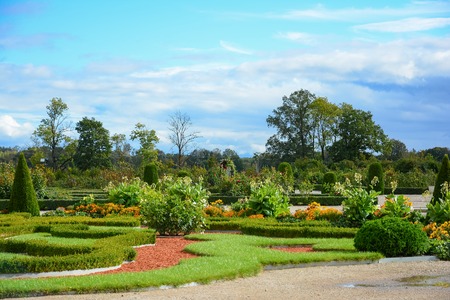 Ornamental garden near the castle, landscape architecture. Rundale Palace in  Latvia.のeditorial素材