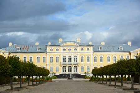 Baroque castle with ornamental gardens. Rundale Palace in  Latvia.のeditorial素材