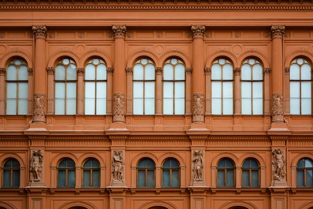 Facade of the Art Museum Riga Bourse on the Dome Square, historic building in the style of Venetian renaissance palazzo.のeditorial素材