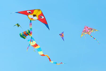 Trykhaty, Mykolaiv region, Ukraine - May, 18, 2019: Kitefest, Tryhutty International Kite Festival 2019 in the village Trykhaty, Ukraine. Annual kitefest.のeditorial素材