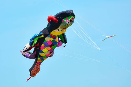 Trykhaty, Mykolaiv region, Ukraine - May, 18, 2019: Kitefest, Tryhutty International Kite Festival 2019 in the village Trykhaty, Ukraine. Annual kitefest.のeditorial素材