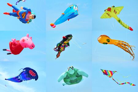 Trykhaty, Mykolaiv region, Ukraine - May, 18, 2019: Kitefest, Tryhutty International Kite Festival 2019 in the village Trykhaty, Ukraine. Annual kitefest.のeditorial素材