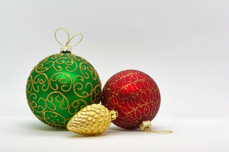 Christmas balls. New Year's toys on white background. Christmas decorations.の写真素材