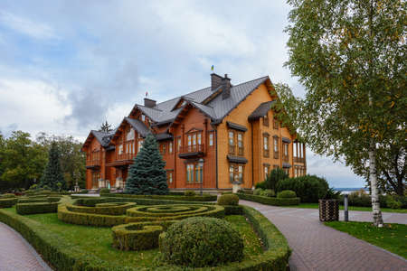 Mezhyhirya National Park, Novi Petrivtsi, Kyiv region, Ukraine - October, 16, 2020: Museum of Corruption. The large natural complex Mezhyhirya Residence with a beautiful garden, a cascade of lakes.のeditorial素材