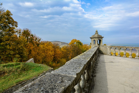 Fragment of the fortress wall. Pidhirtsi Castle is a residential castle-fortress located in the...