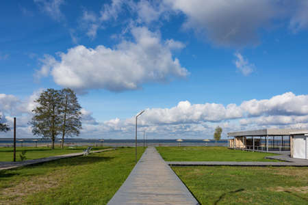 Svitiaz Lake, Shatsk National Natural Park, Volyn region, Ukraine. The Shatskyi Lakes group. Beach by the lake.の写真素材