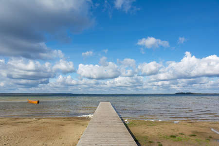 Svitiaz Lake, Shatsk National Natural Park, Volyn region, Ukraine. The Shatskyi Lakes group. Beach by the lake.の写真素材