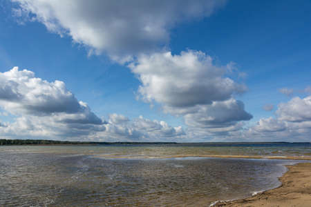 Svitiaz Lake, Shatsk National Natural Park, Volyn region, Ukraine. The Shatskyi Lakes group. Beach by the lake.の写真素材