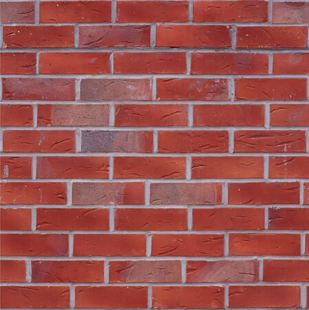 Red burned brick wall seamless backgroundの写真素材