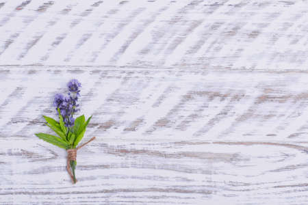 posy of lavender on wooden backgroundの写真素材