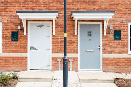 An ordinary new semi-detached house for saleの写真素材