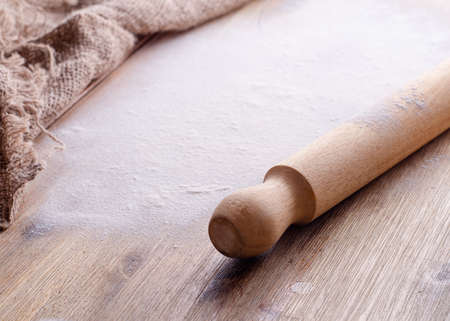 baking ingredients egg, flour, oil for baking on wooden backgroundの写真素材