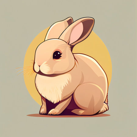 Easter rabbit greeting card concept in the style of vector graphic made with Generative AIの素材