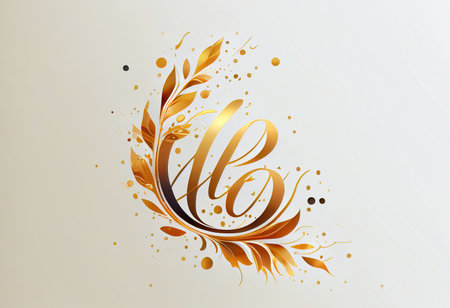 Herbal minimalist gold leaves on white background in minimalist vector style illustration made with generative AIの素材