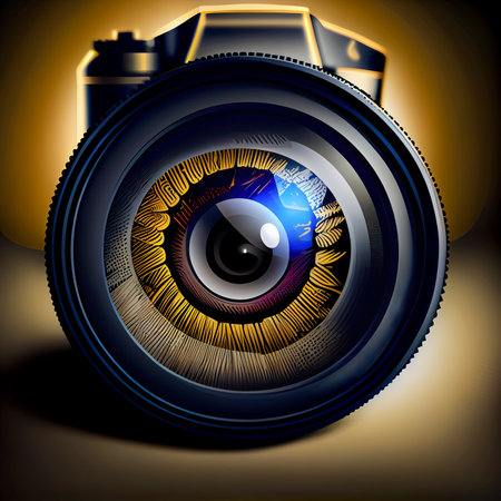 Looking at the world around us through the camera lens concept made with generative AIの素材