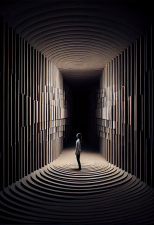 Life and humans mind as a dark labyrinth concept made with generative AIの素材