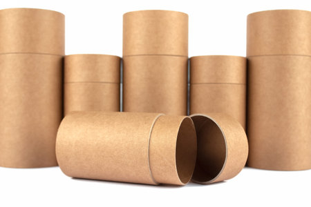 Set of different recyclable paper tubes, cardboard containers with paper caps for cosmetic or other...