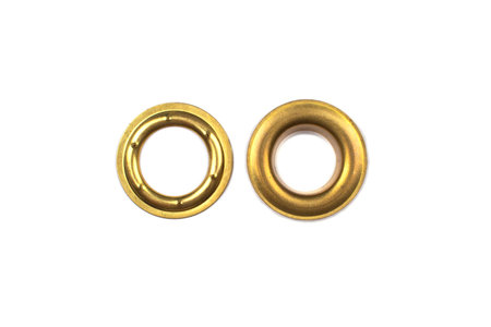 Catalogue photo of brass multicoloured metal eyelets or rivets - curtains rings for fastening fabric...