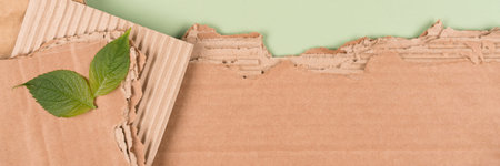 Banner with corrugated cardboard texture as eco background for ecological project or paper packaging...