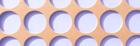 Banner with paper art abstract geometric background - open symmetrical composition, circle shape...