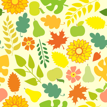 Autumn Seamless pattern on a yellow backgroundのイラスト素材